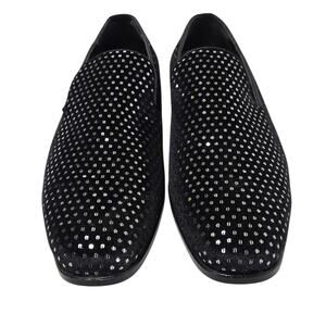 After Midnight Tuxedo Slip On Loafers With Reflective Rhinestones 10 Black